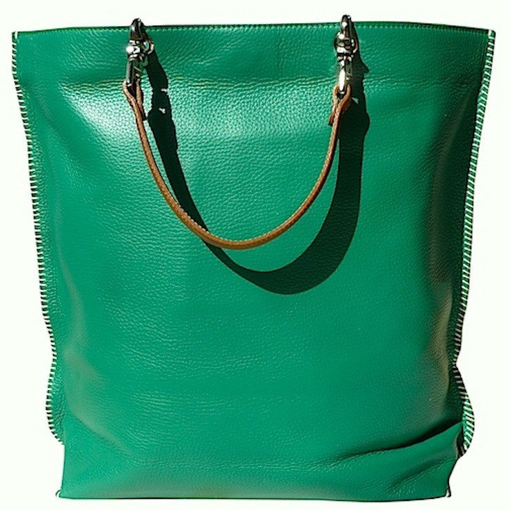 Gajumbo Tote Bag Pebble Grain Leather Emerald
