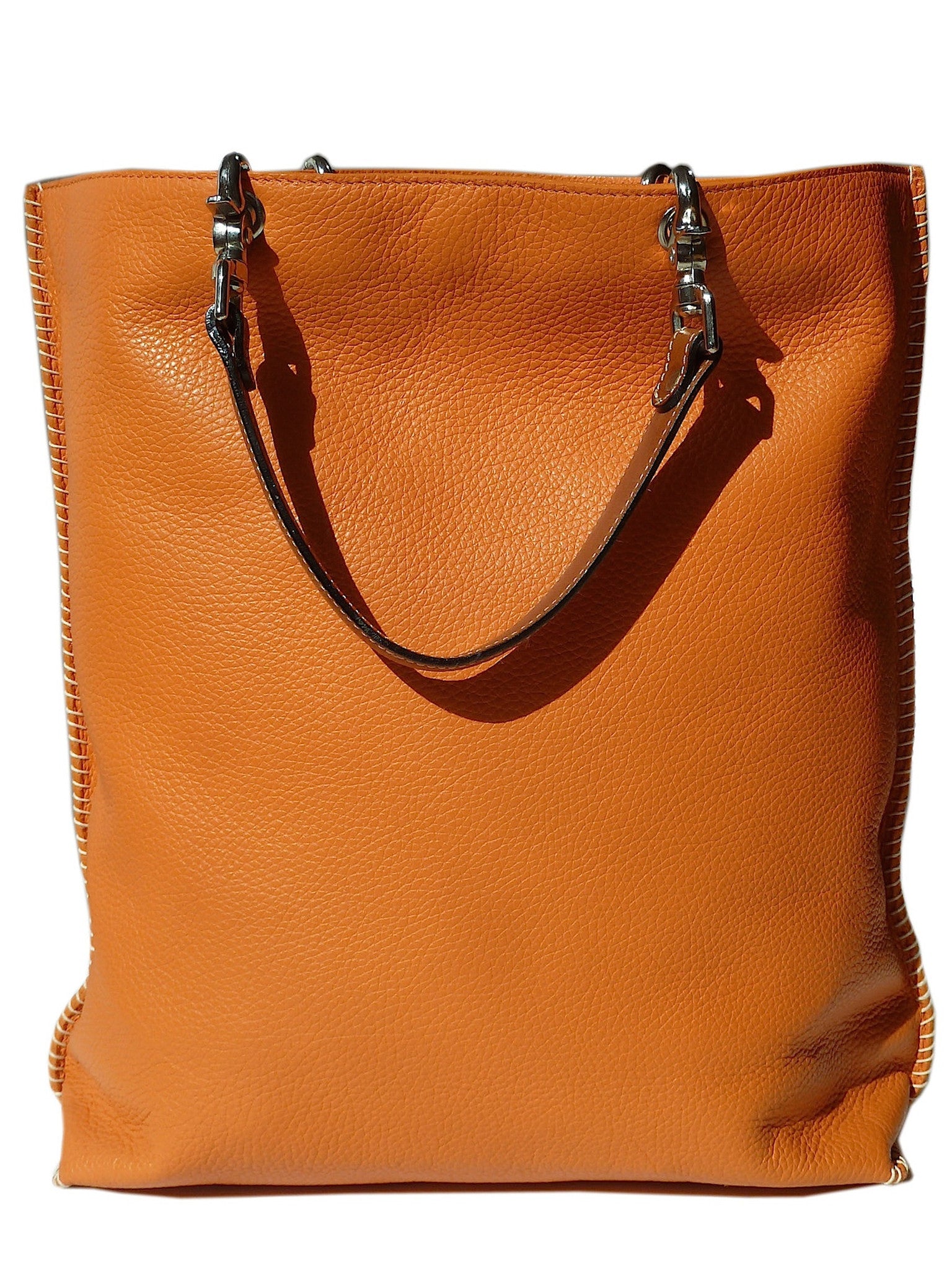 Gajumbo Tote Bag Pebble Grain Leather Orange