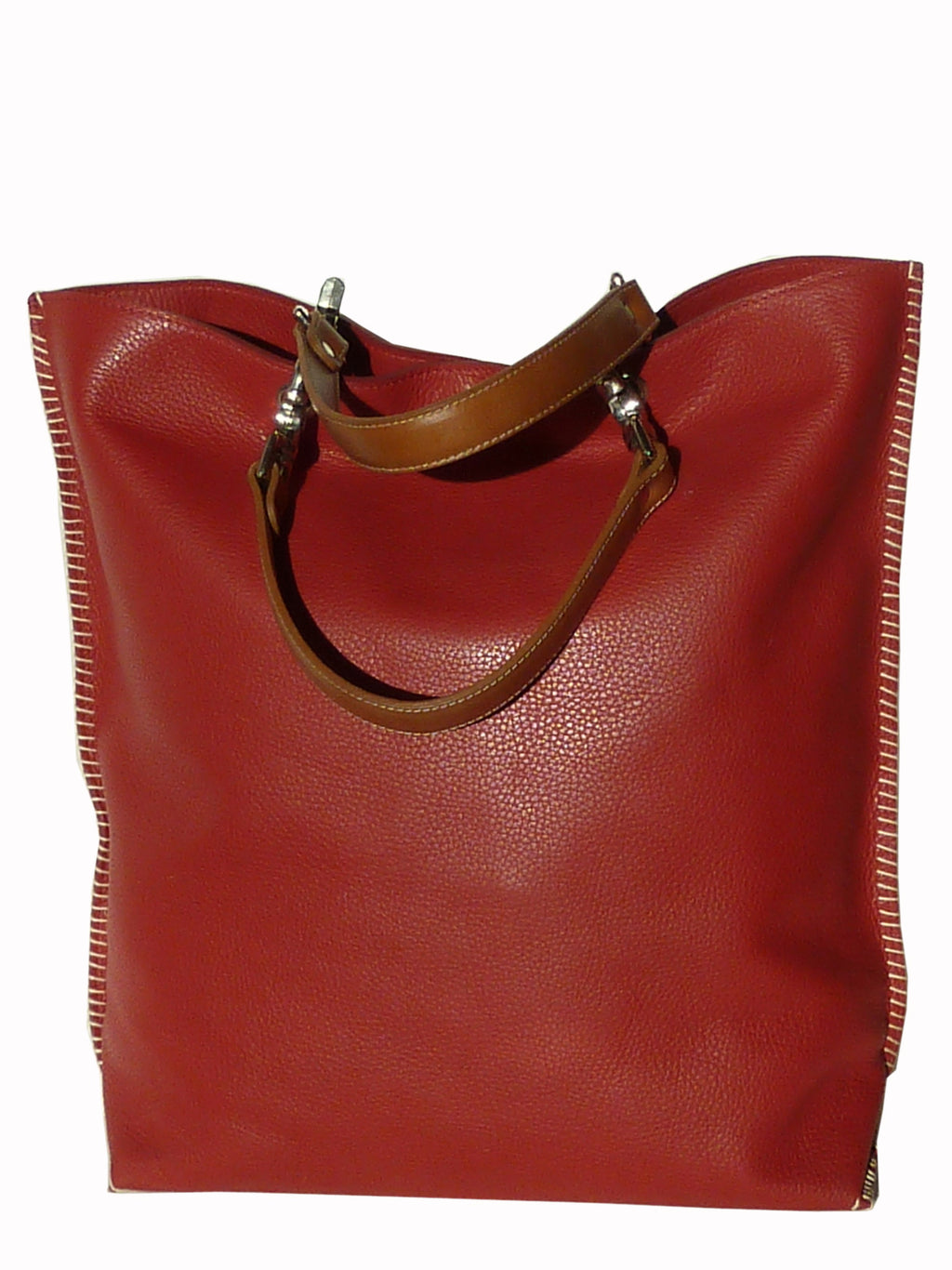 Gajumbo Tote Bag Pebble Grain Leather Red
