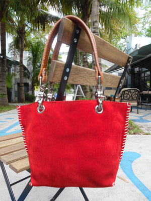 Gamini Mini Suede Bag With Topstitching Pink