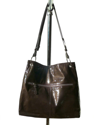 Gapock X Crossbody Travel Bag Patent Leather Espresso