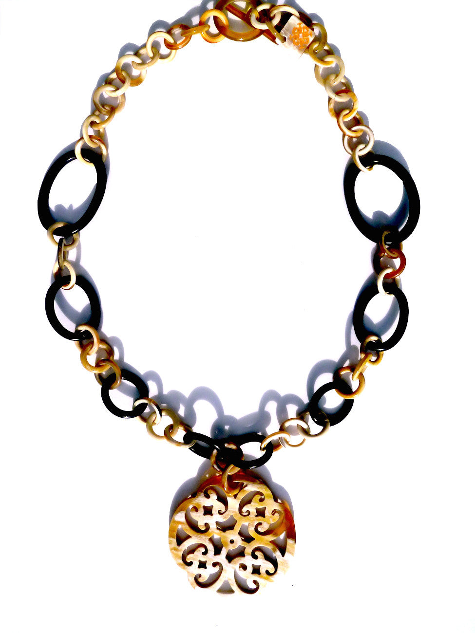 Horn Necklace Medallion Natural