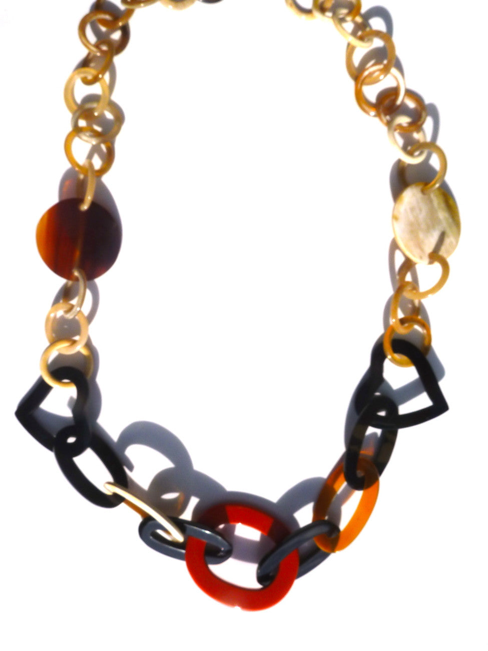Horn Necklace Heart And Orange Lacquer