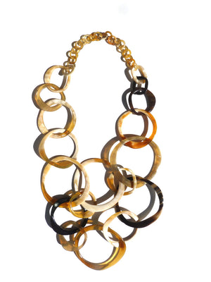 Horn Necklace Double Length Safari Mixed