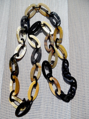 Horn Necklace Double Length Safari Mixed