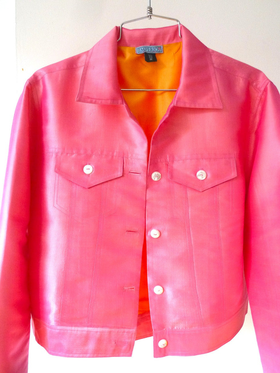 Jean Jacket Thai Silk And Mother Of Pearl Precious Pink