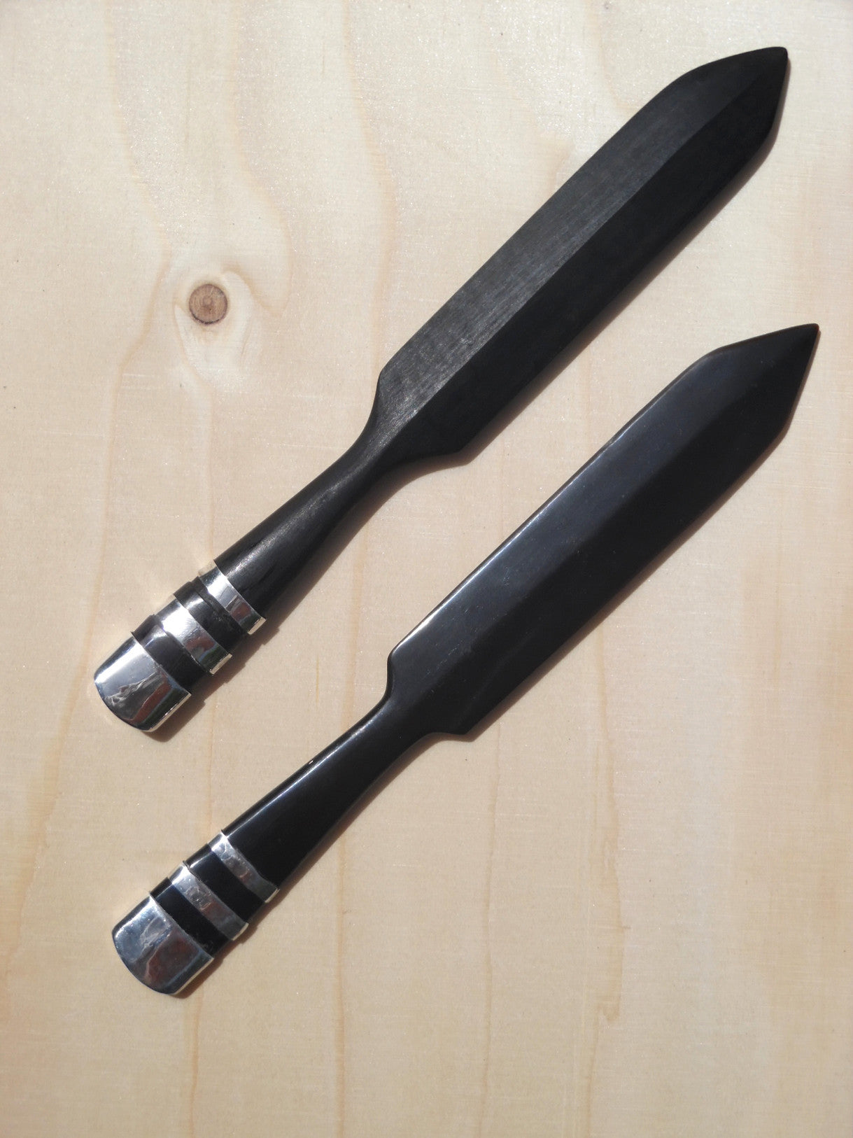 LETTER OPENER IN HORN OR EBONY WOOD AND STERLING SILVER