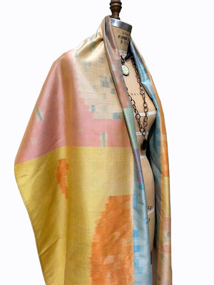Large Silk Ikat Shawl Throw Pastel