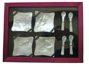 Mother Of Pearl Spoons Set Of 4 In Silk Box