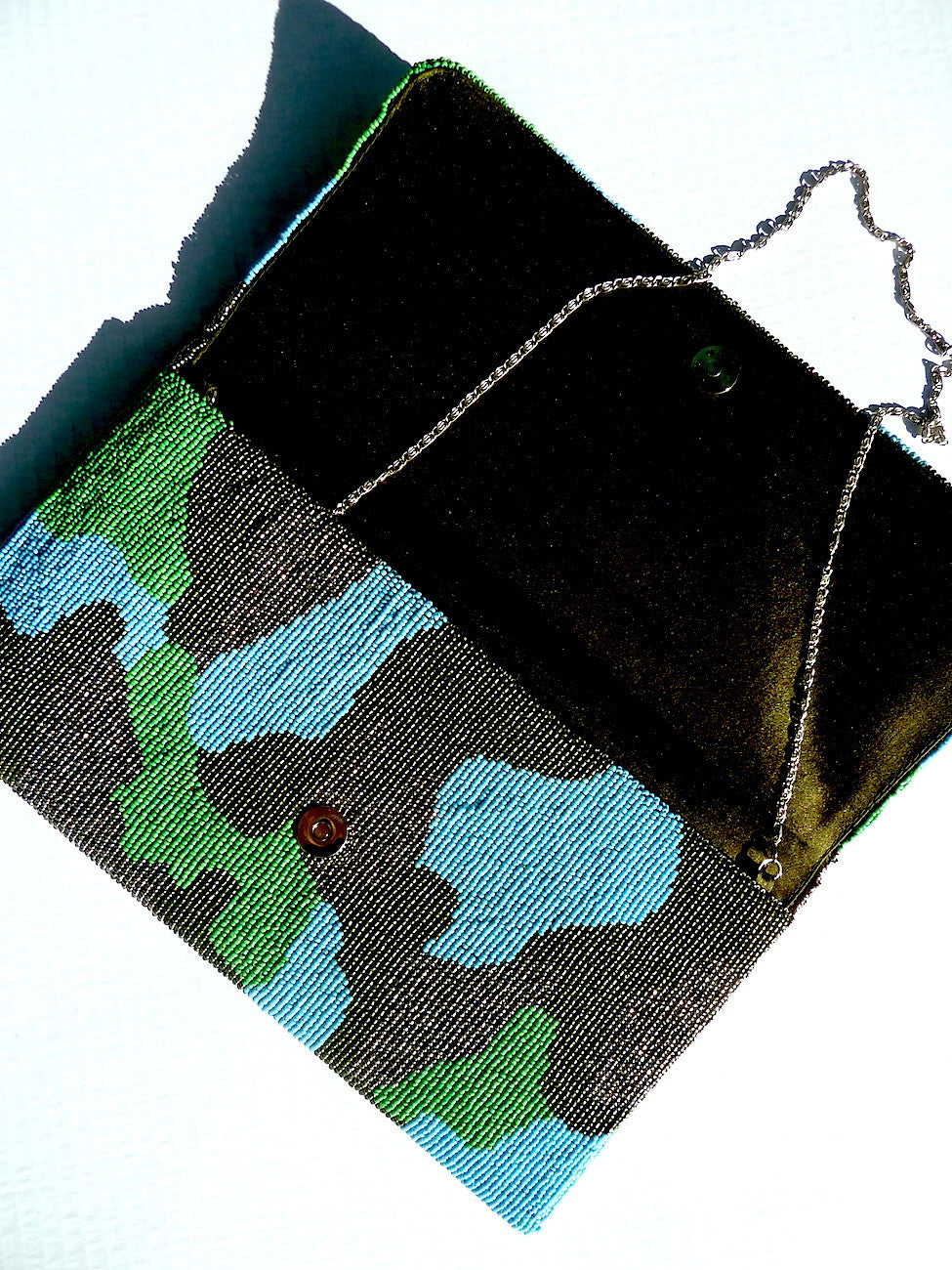 Beaded Large Envelope Clutch Bag Camouflage