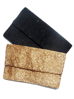 Beaded Envelope Clutch Bag Matte Black or Gold