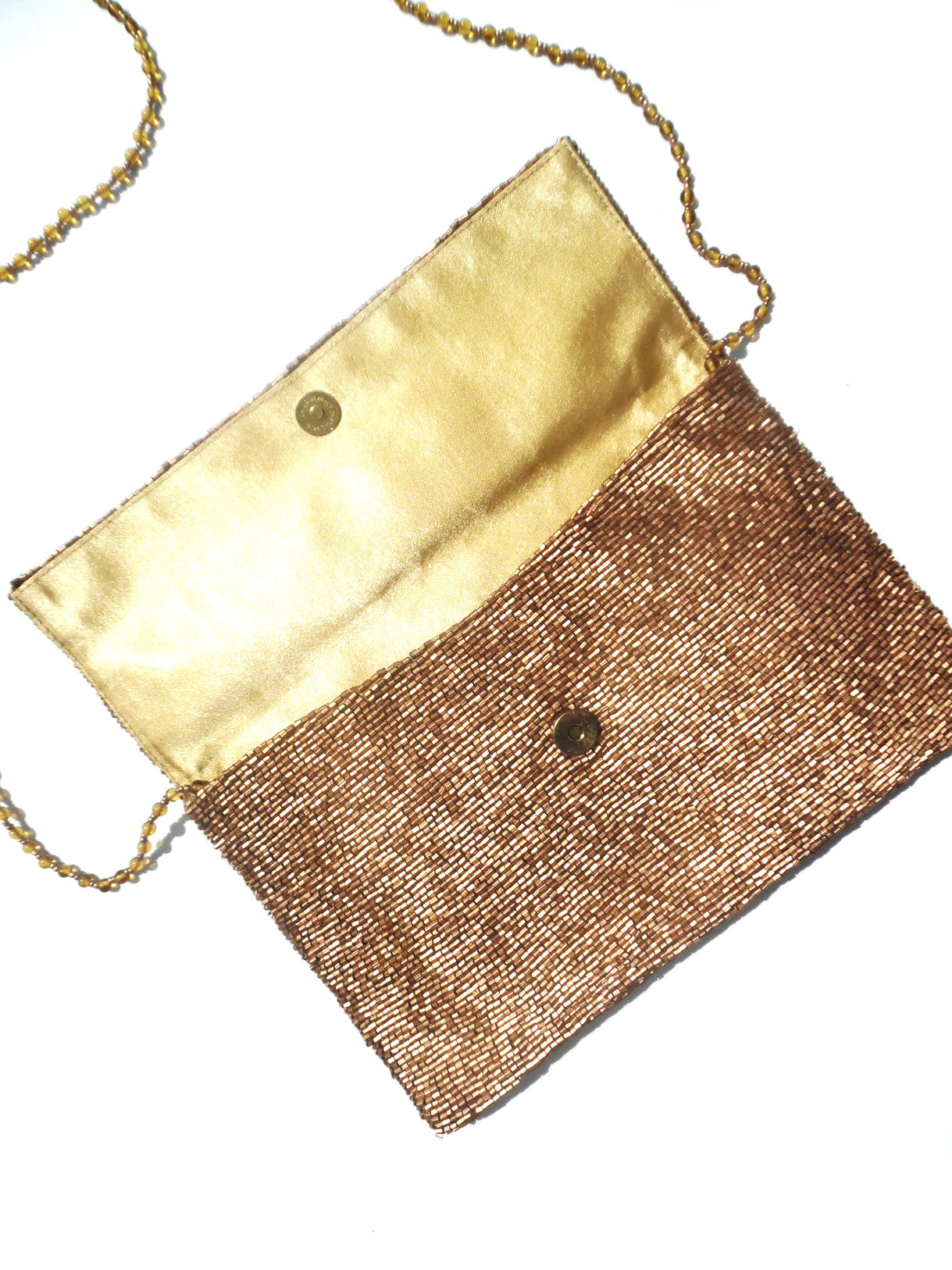Beaded Envelope Clutch Bag Matte Black or Gold