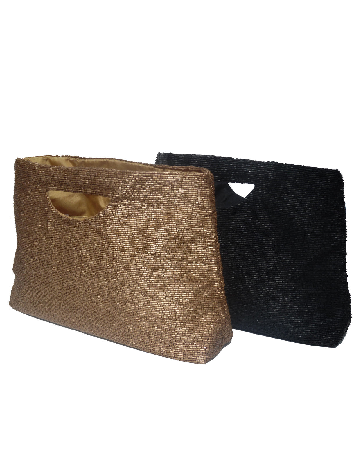 Beaded Evening Bag with Handle Matte Black or Gold 2 Sizes – IMPERIO jp