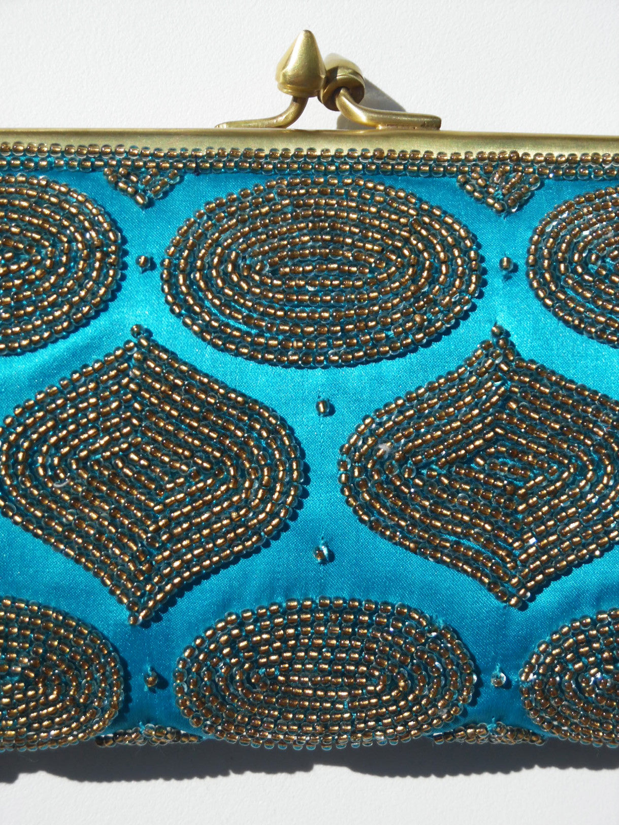 Mosaic Beaded Evening Bag On Satin