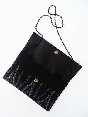 Beaded Envelope Clutch Bag Black ZigZag