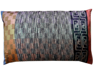 Thai Silk Modern Ikat King Size Pillows  Sold As Pair Orange Black
