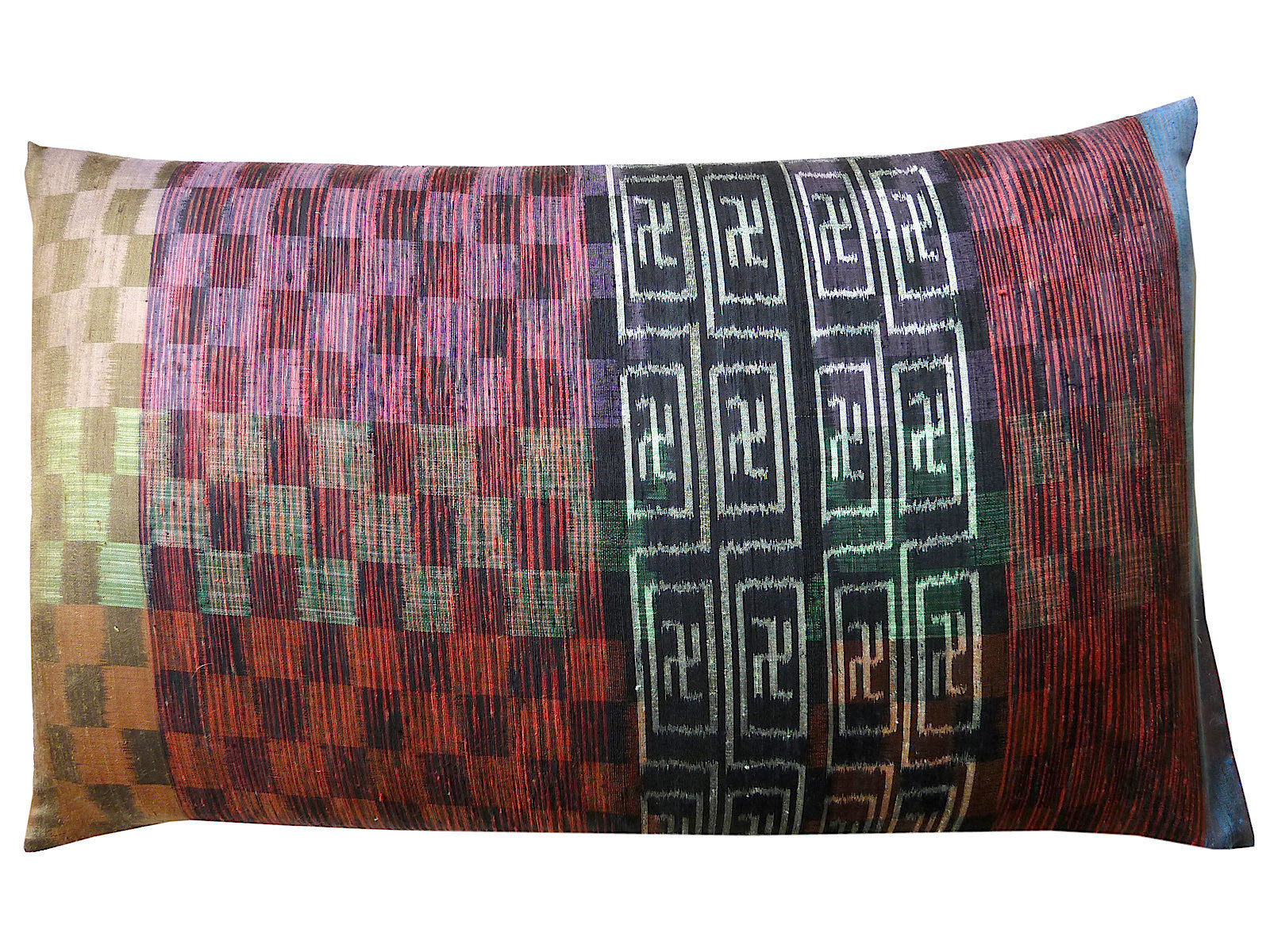 Thai Silk Modern Ikat King Size Pillows  Sold As Pair Orange Black