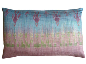 Thai Silk Modern Ikat Pillow King Sold As Pair Pink Turquoise