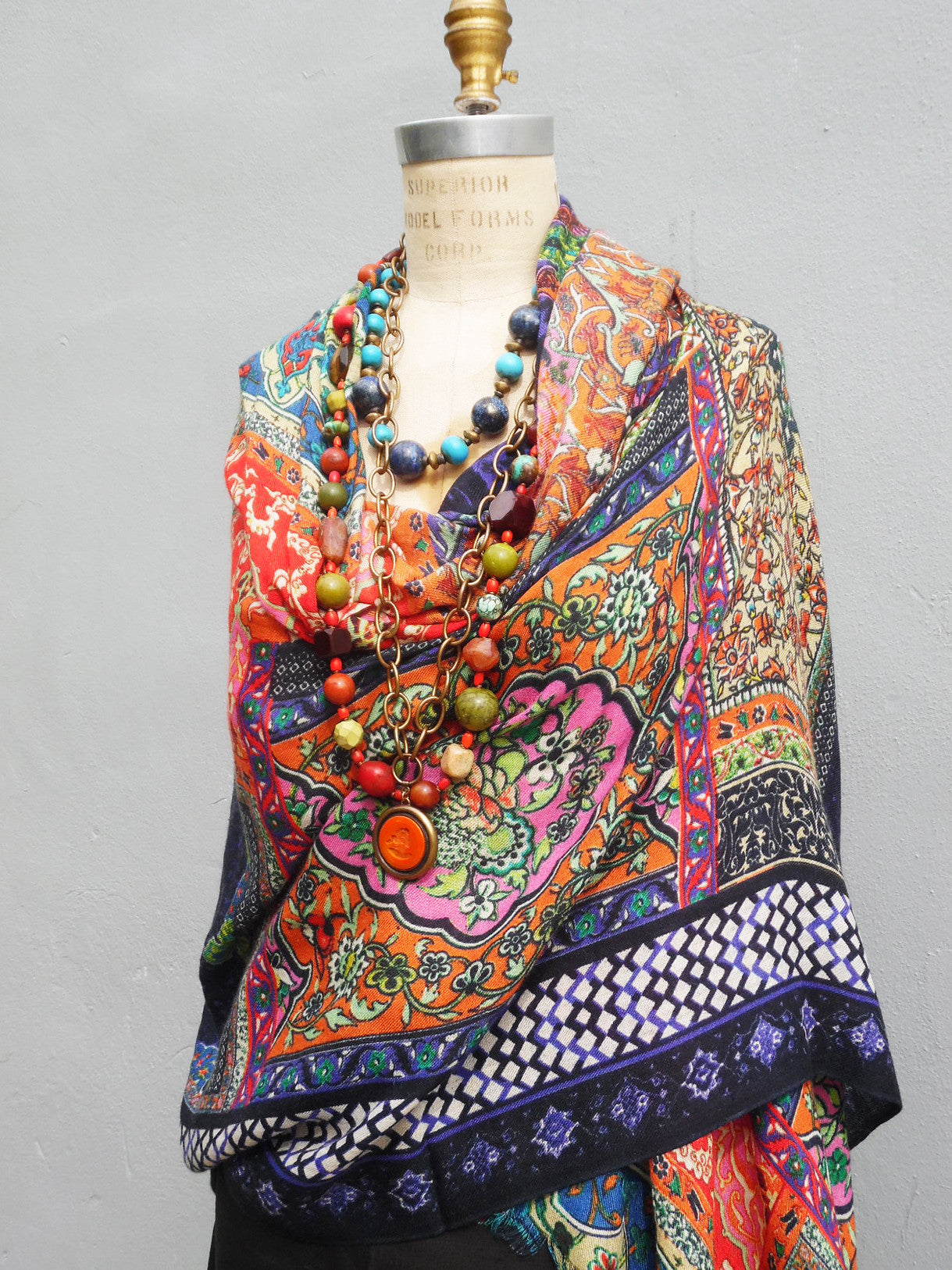 Shawl Silk And Cashmere Art Nouveau
