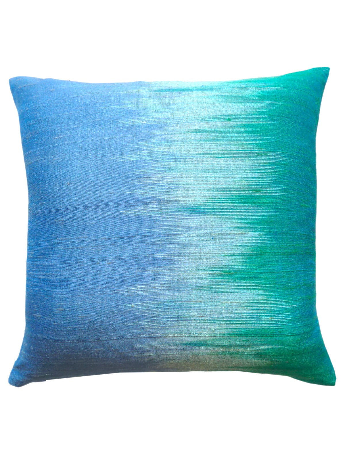 Cambodian Silk Ikat Pillow Blue Green Wave