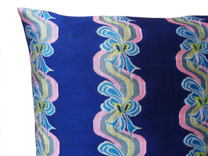 Burmese Silk Pillow Blue Ribbon