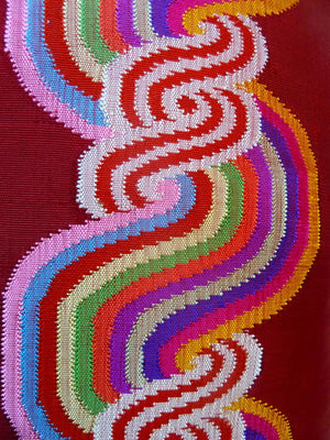 Burmese Silk Pillow Burgundy Rainbow