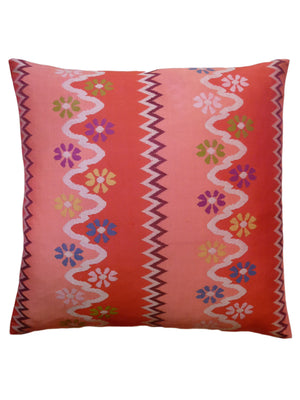 Burmese Silk Pillow Coral Floral