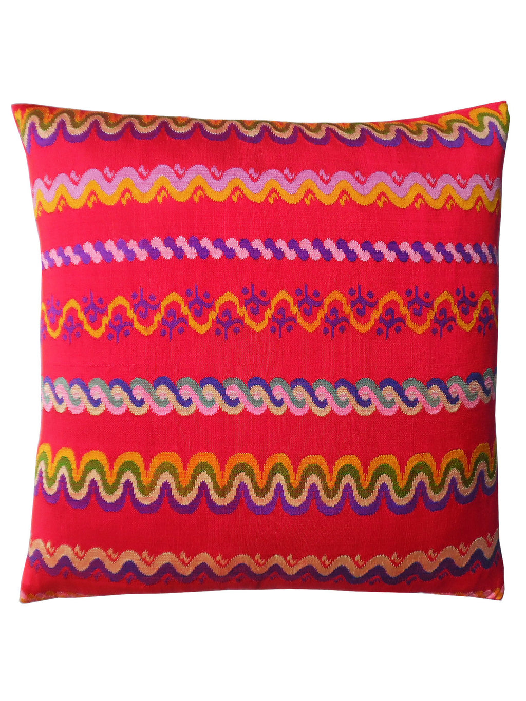 Pillow Hand Woven Burmese 10 Ply Red Groovy
