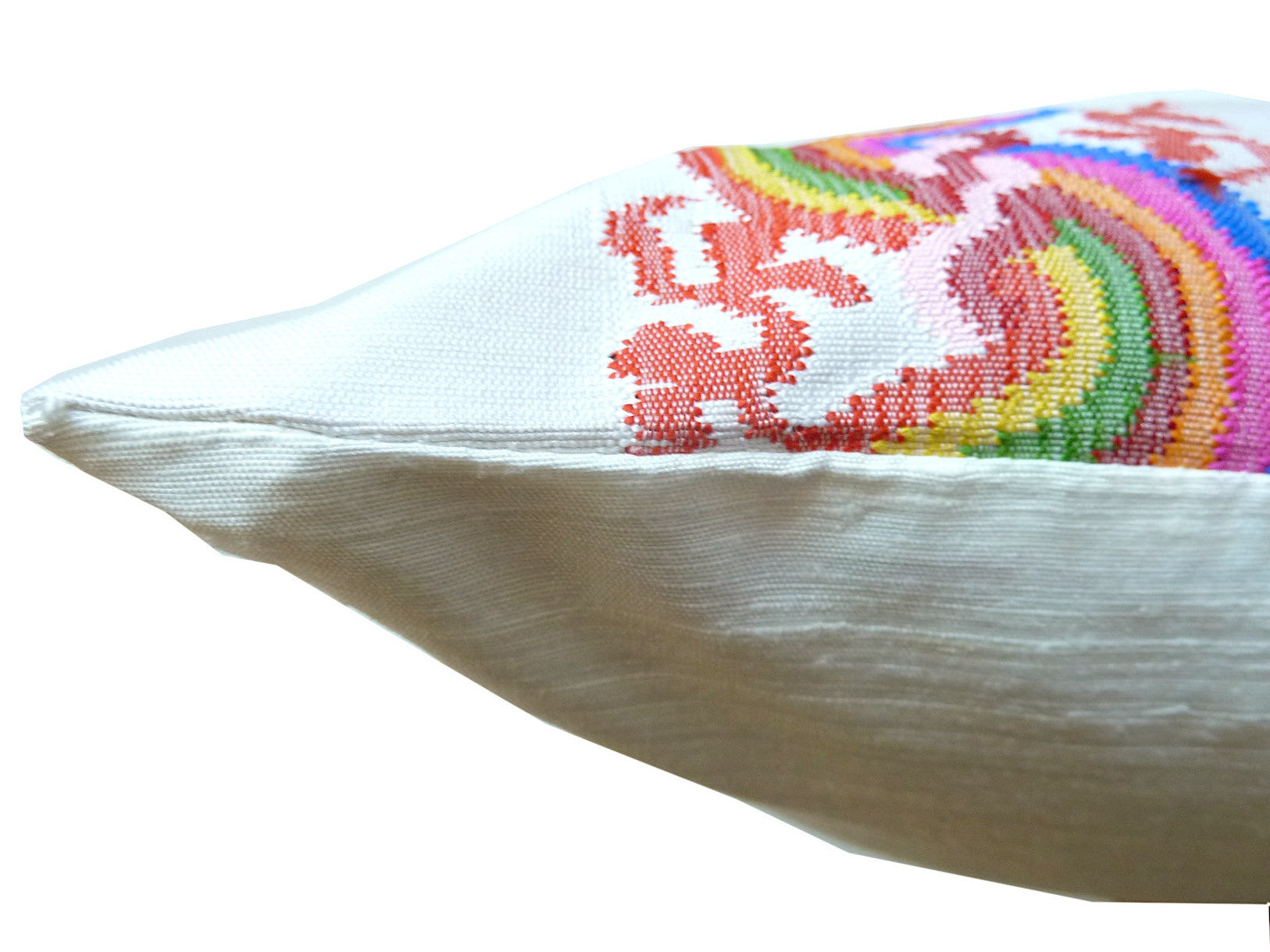 Burmese Silk Pillow Ivory Rainbow Swirl