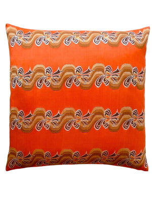 Burmese Silk Pillow Orange Brown Ribbon