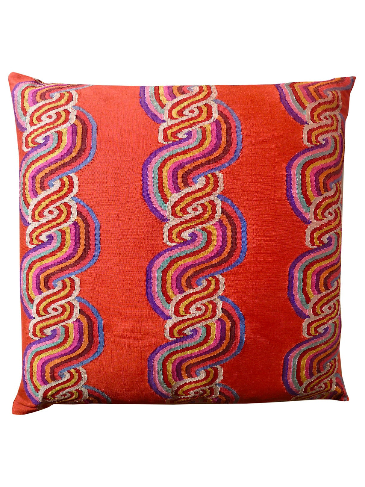 Burmese Silk Pillow Orange Swirl