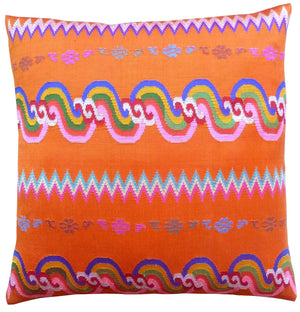Burmese Silk Pillow Orange Chevron