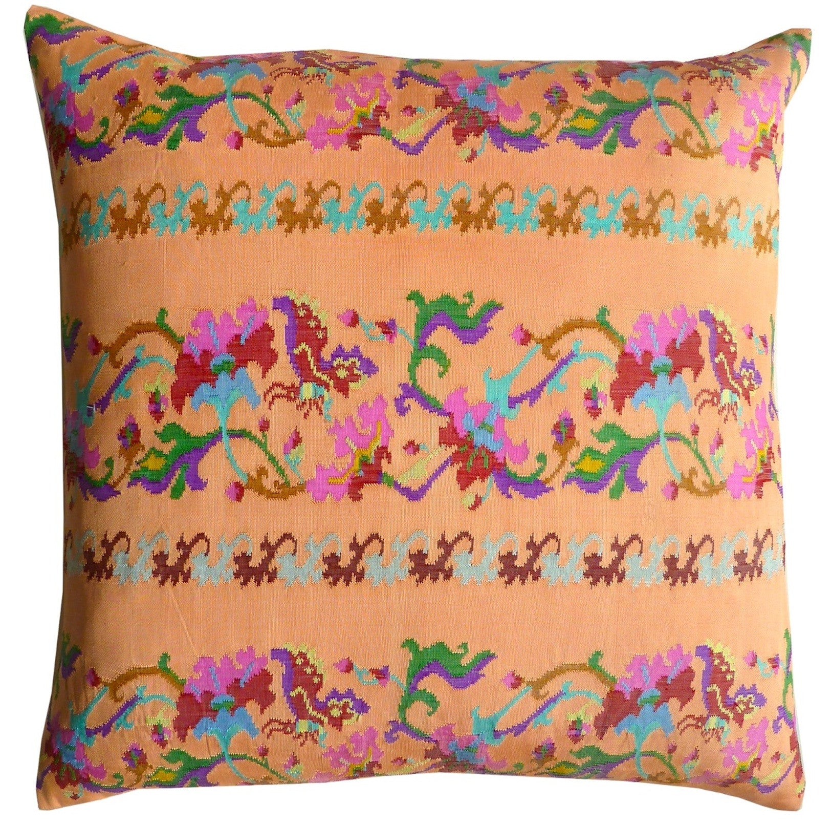 Burmese Silk Pillow Peach