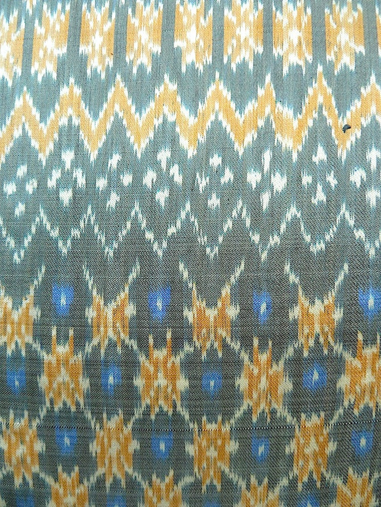 Cambodian Silk Ikat Pillow Grey Beige Blue