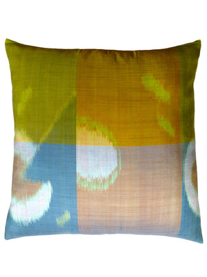 Thai Silk Modern Ikat Pillow Butterscotch Green