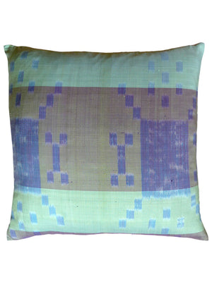 Thai Silk Modern Ikat Pillow Celadon Sage Amethyst