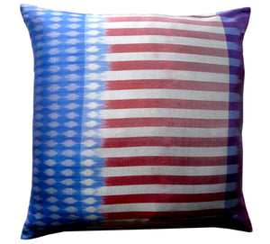 Thai Silk Modern Ikat Pillow American Flag