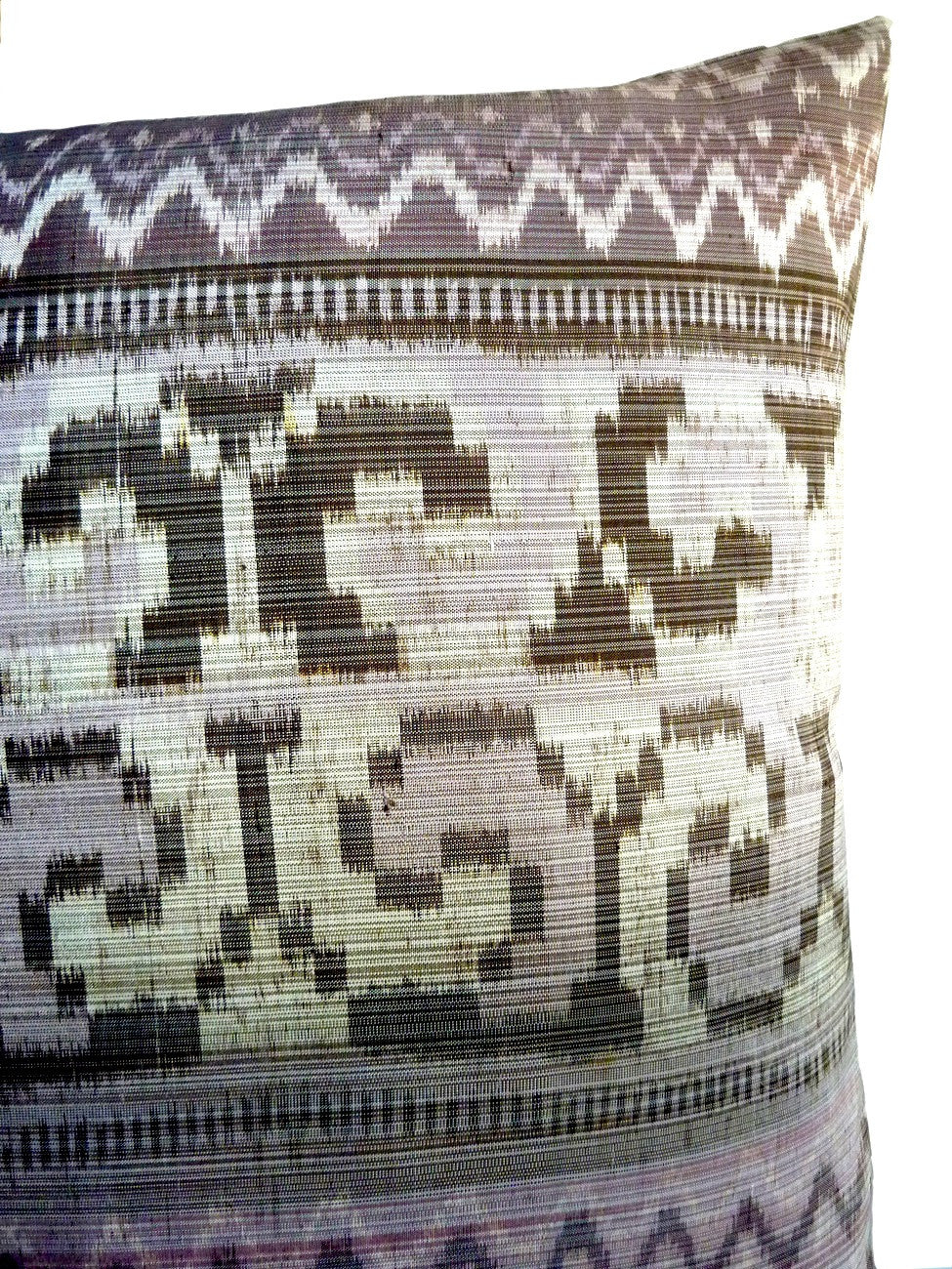 Thai Silk Modern Ikat Pillow Black White Pink