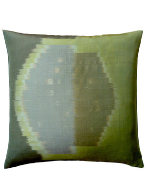 Thai Silk Modern Ikat Pillow Celadon Rothko 2