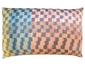 Thai Silk Modern Ikat King Size Pillows  Sold As Pair Aqua Pink