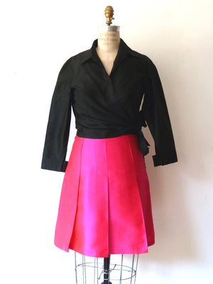 Pleated Cocktail Skirt Thai Silk Black