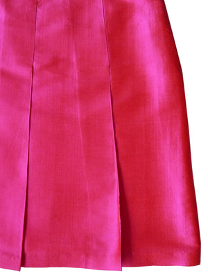 Pleated Cocktail Skirt Thai Silk Fuchsia