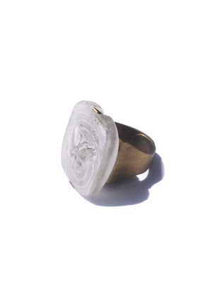 Ring Hand Cast French Butterfly White