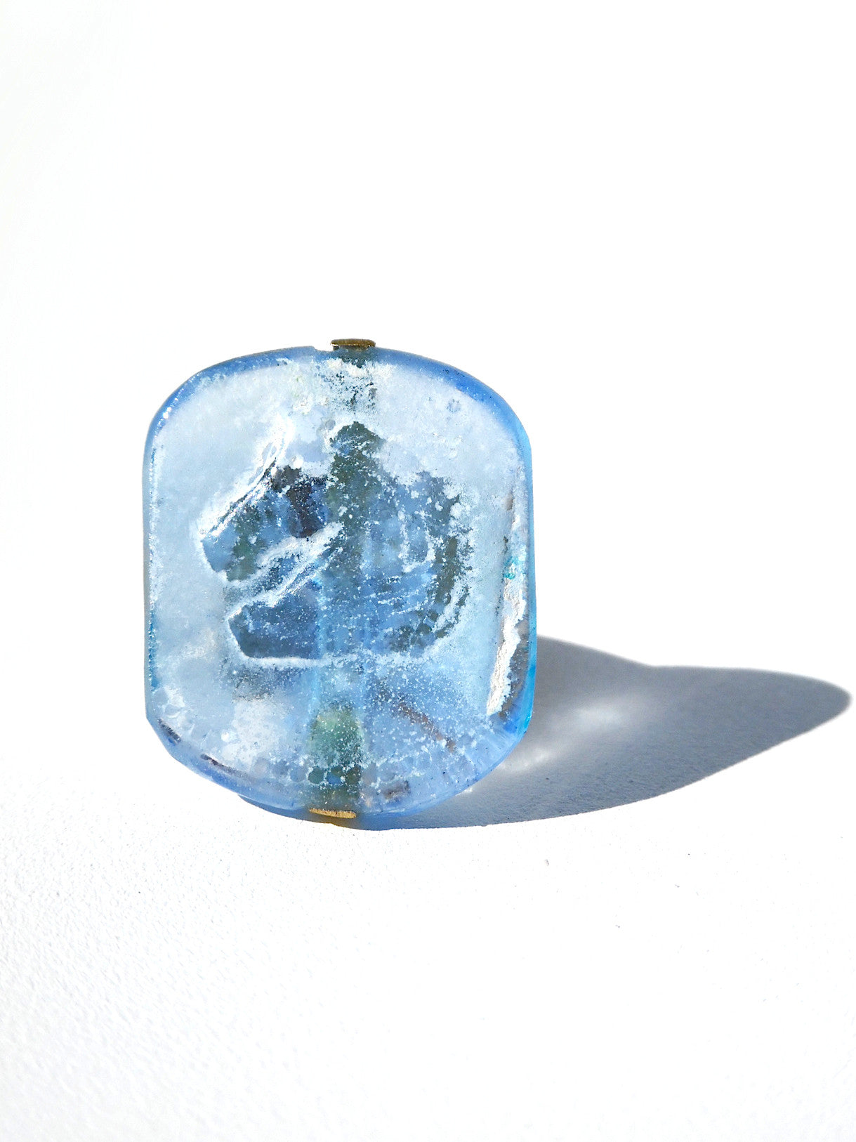 Ring Hand Cast French Glass Blue Horse