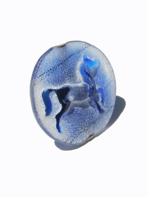 Ring Hand Cast French Glass Horse Round