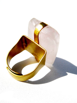 Ring Hand Cast French Glass Diana The Huntress Pink