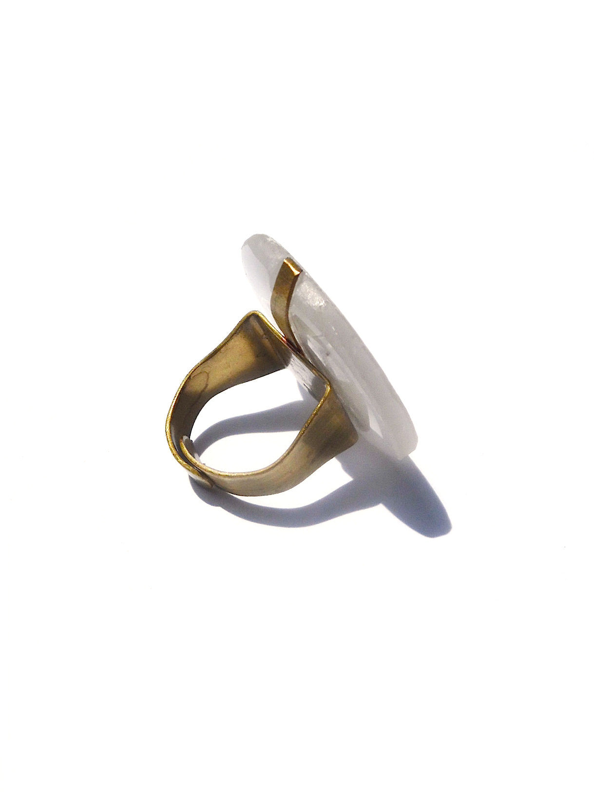 Ring Hand Cast French Glass Starfish White