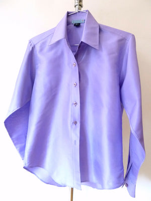Thai Silk Button Down Shirt Lavender