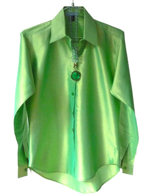 Thai Silk Button Down Shirt Kelly Green