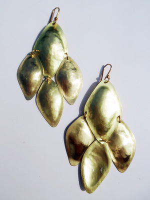 Earrings Diamond Mosaic Patina Gold Copper